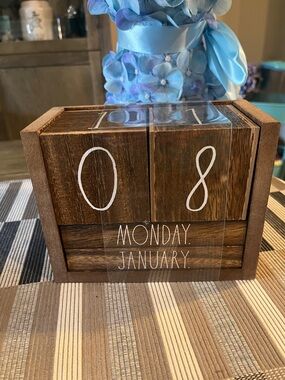 NWT Rae Dunn Brown Wooden Perpetual Calendar